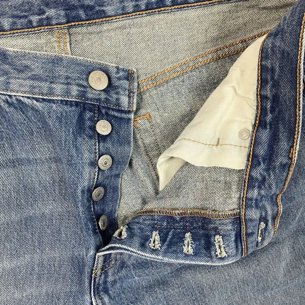 Levis 501 CT Mens Jeans 34x27** Blue Denim Tapered Workwear Utility Distressed